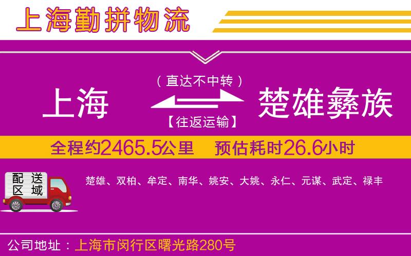 上海到楚雄彝族自治州貨運公司