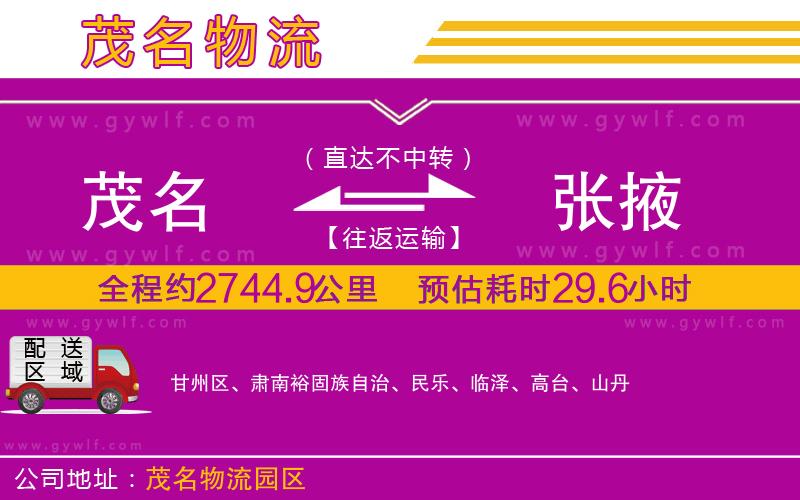 茂名到張掖物流公司