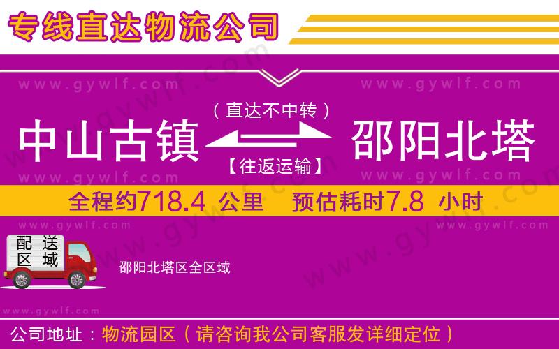 中山古鎮(zhèn)到邵陽北塔區(qū)物流公司