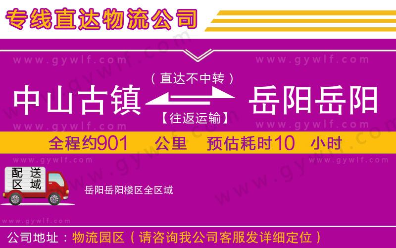 中山古鎮(zhèn)到岳陽岳陽樓區(qū)物流公司