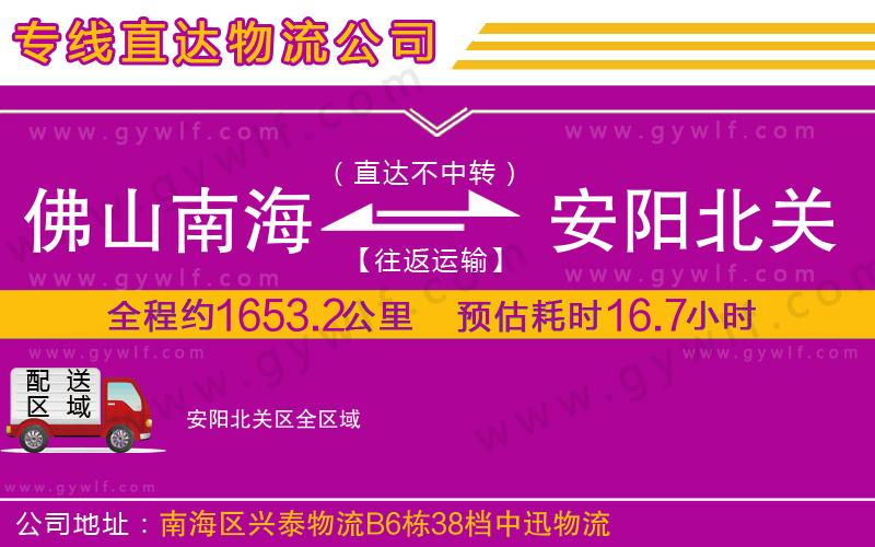 佛山南海到安陽北關區(qū)物流公司