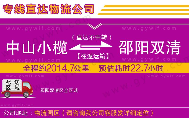 中山小欖到邵陽雙清區(qū)物流公司