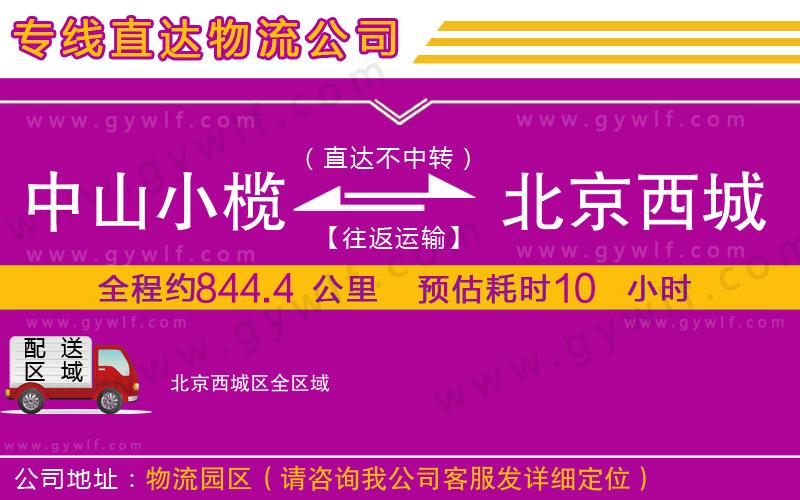 中山小欖到北京西城區(qū)物流公司