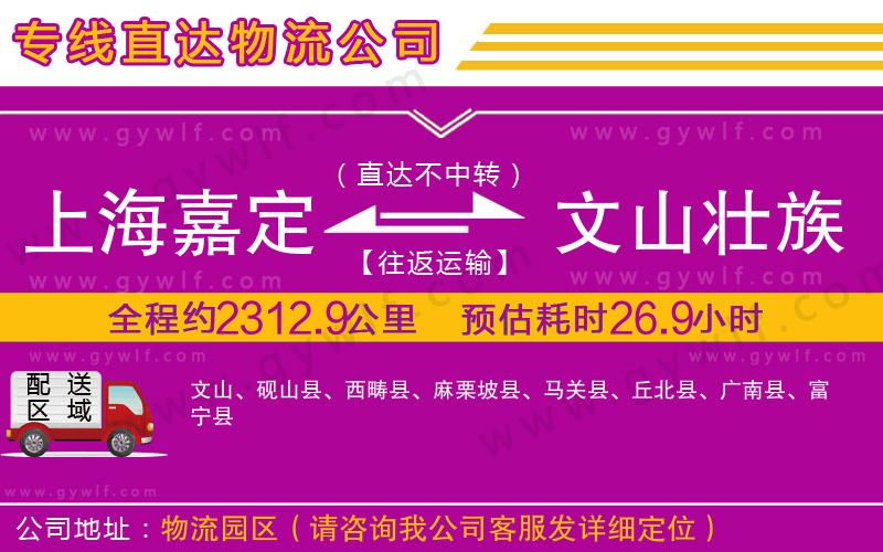 上海嘉定區(qū)到文山壯族苗族自治州物流公司
