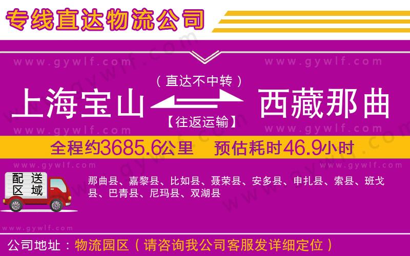 上海寶山區(qū)到西藏那曲地區(qū)物流公司