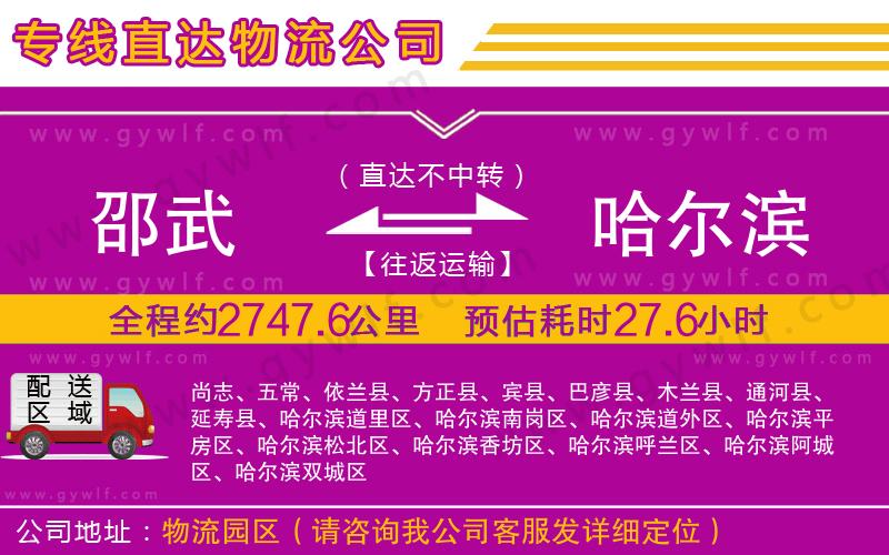 邵武到哈爾濱物流公司