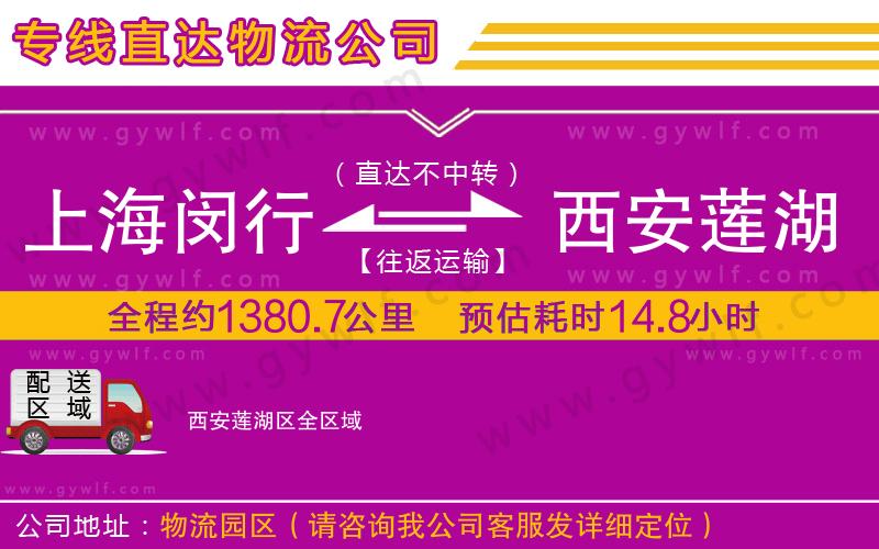上海閔行區(qū)到西安蓮湖區(qū)物流公司
