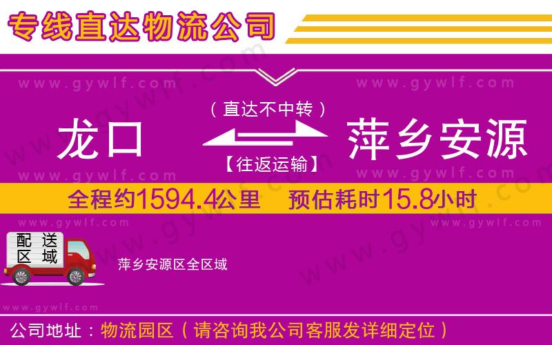龍口到萍鄉(xiāng)安源區(qū)物流公司