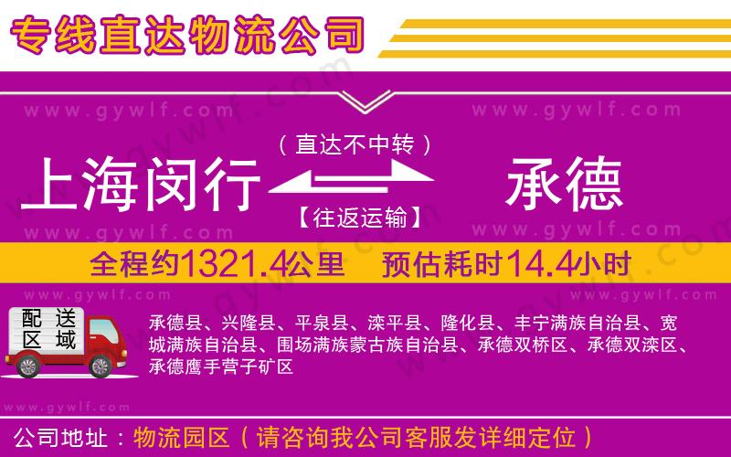 上海閔行區(qū)到承德物流公司