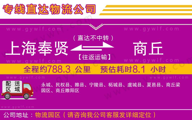 上海奉賢區(qū)到商丘物流公司