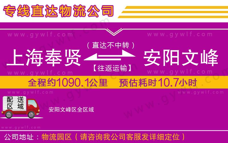 上海奉賢區(qū)到安陽文峰區(qū)物流公司