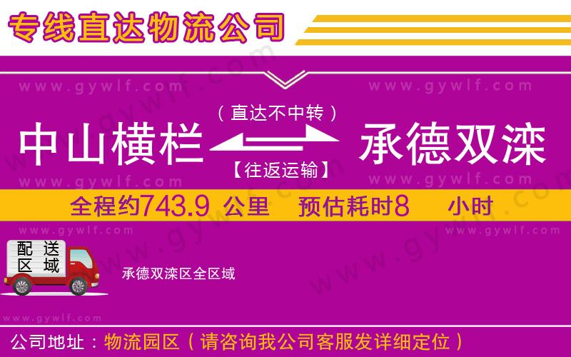 中山橫欄到承德雙灤區(qū)物流公司