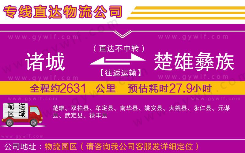 諸城到楚雄彝族自治州物流公司