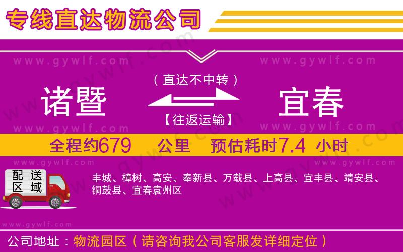 諸暨到宜春物流公司