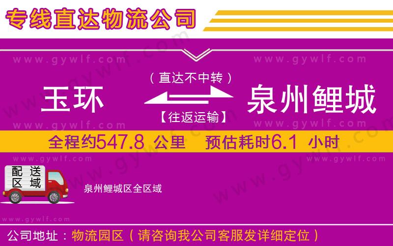 玉環(huán)到泉州鯉城區(qū)物流公司